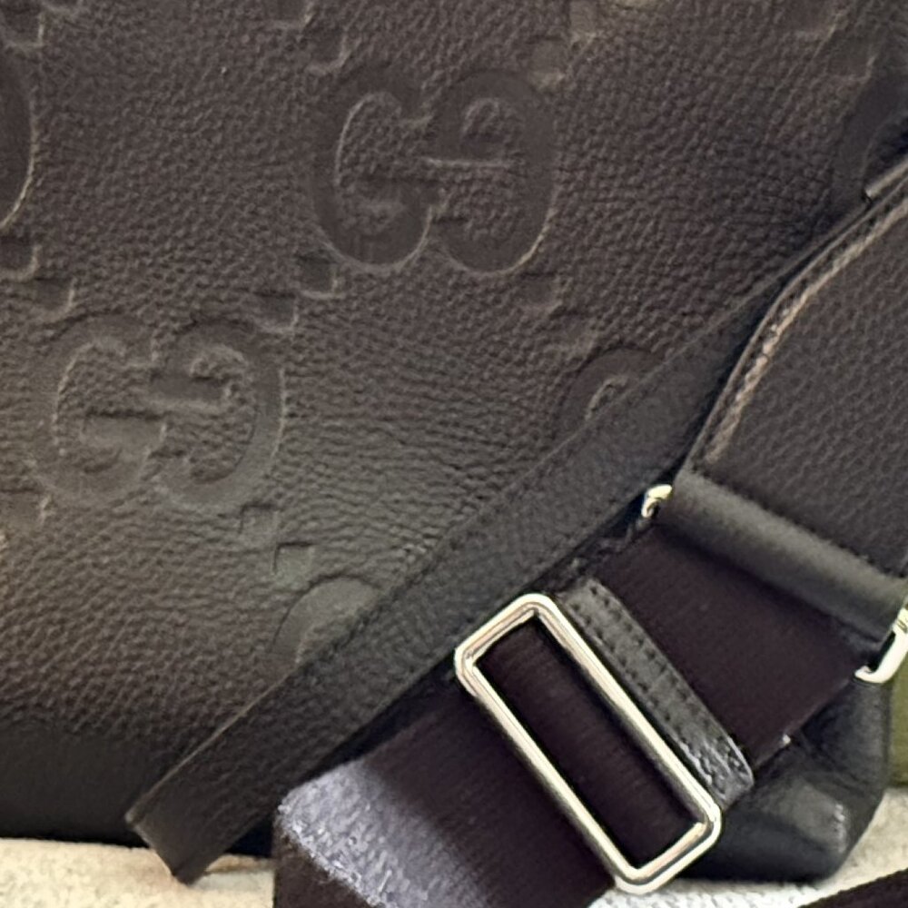 Men's Gucci Monogram Embroidered Leather Crossbody